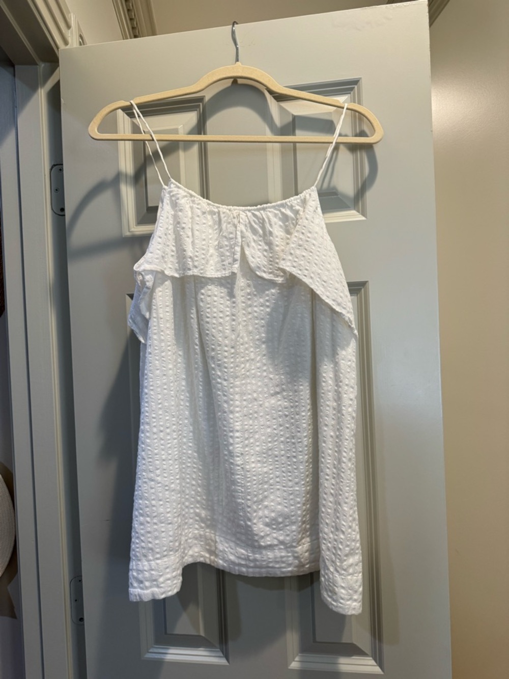 Madewell White Ruffle-Trim Spaghetti Cami